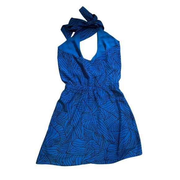 Ezra Womens Halter Neck Mini A Line Dress Blue Sz Medium Y2k Retro Boho Festival - Picture 2 of 10